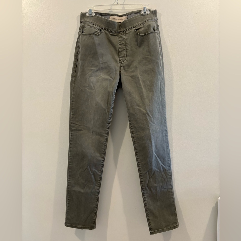 Soft Surroundings Tall Medium Sage Denim Pull-On Jeans Cotton/Spandex